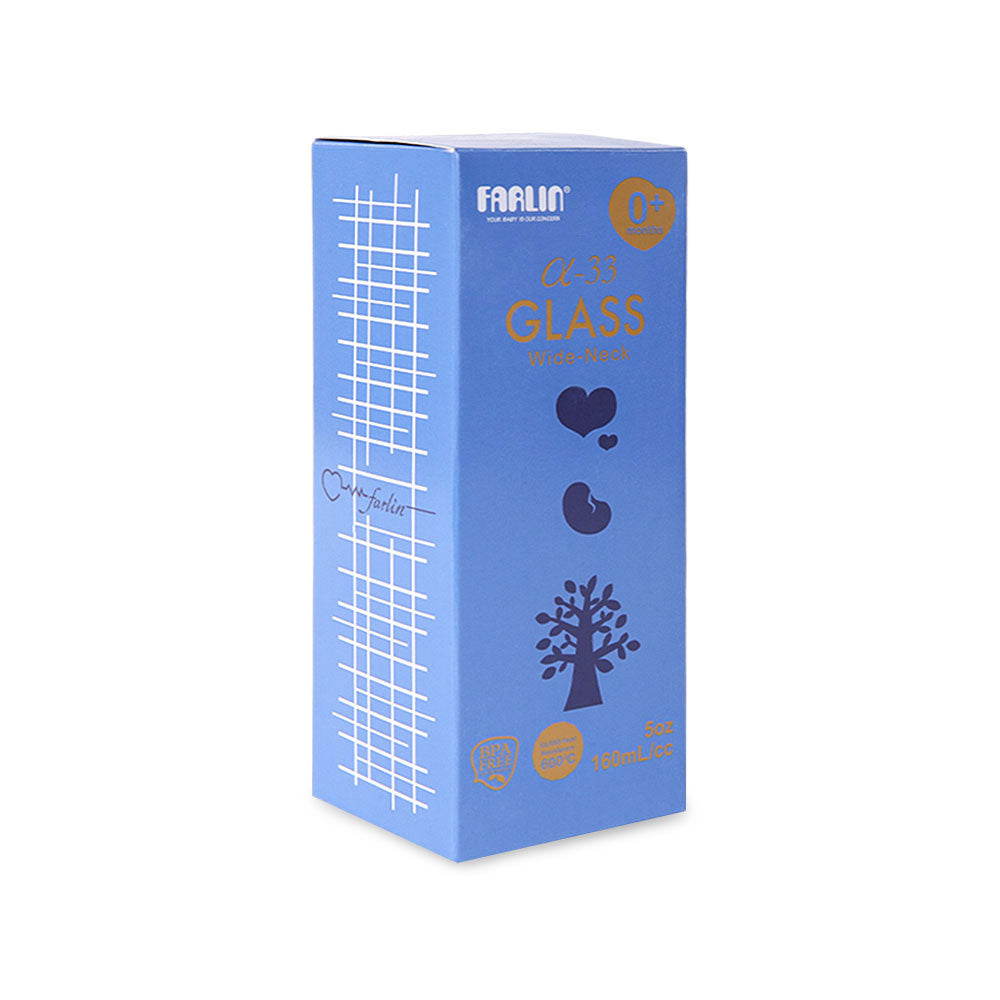 WIDE NECK GLASS FEEDER 160ML - BLUE