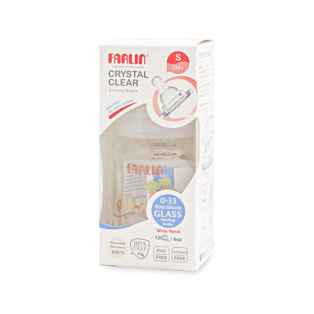 WIDE NECK GLASS FEEDING BOTTLE 120 ML