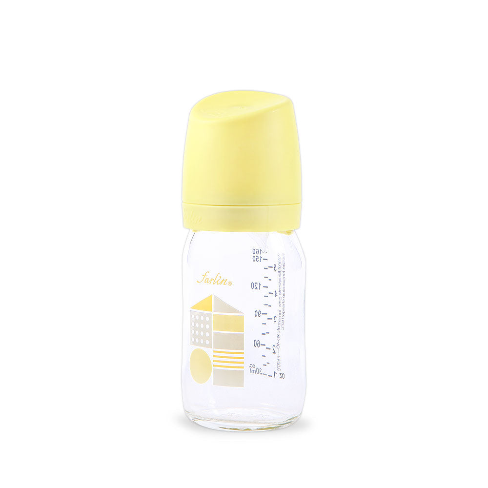 WIDE NECK GLASS FEEDER 160ML - YELLOW