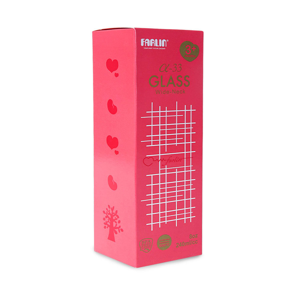 WIDE NECK GLASS FEEDER 240ML - RED